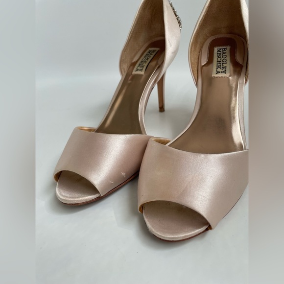 badgley mischka nude heels peep toe 8 - Picture 2 of 8